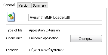 Avisynth BMP Loader.dll properties